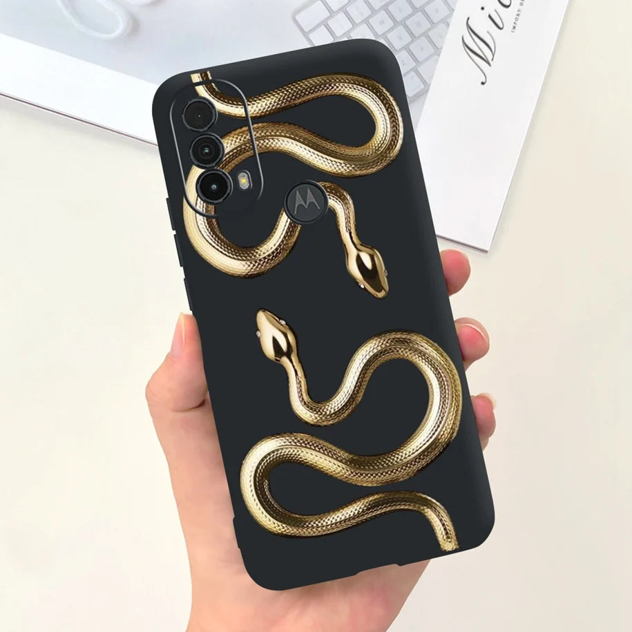 Capa de silicone com estampa de dinossauro para Moto E20 (XT2155 XT2155-1).