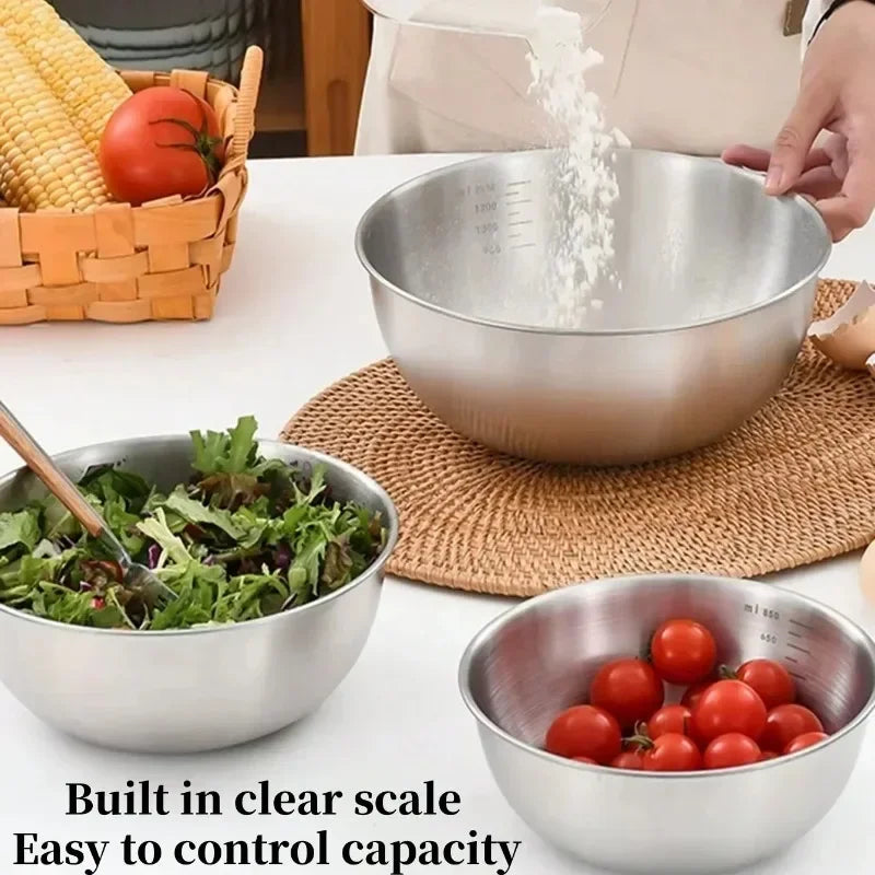 Set aus 1 bis 3 Edelstahl-Schüsseln mit Skala zum Kochen, Backen und Aufbewahren von Lebensmitteln…