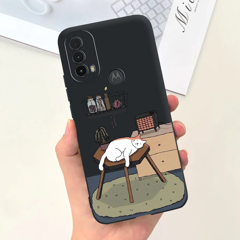 Capa de silicone com estampa de dinossauro para Moto E20 (XT2155 XT2155-1).