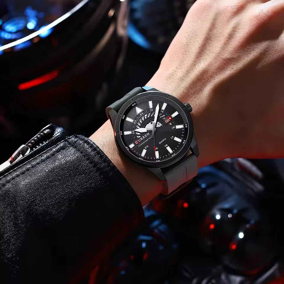 Relógio de quartzo masculino CURREN 8421, elegante e casual, à prova d'água e com luminescência.