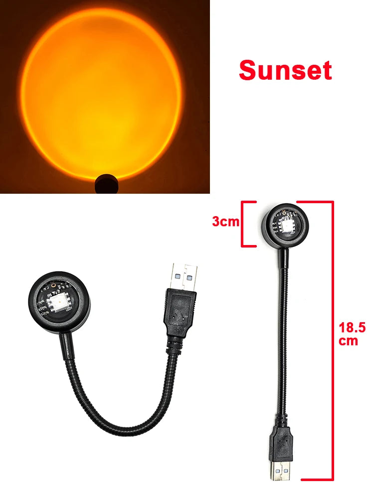 Luminária noturna LED com projetor USB para pôr do sol, decoração de festa de aniversário...
