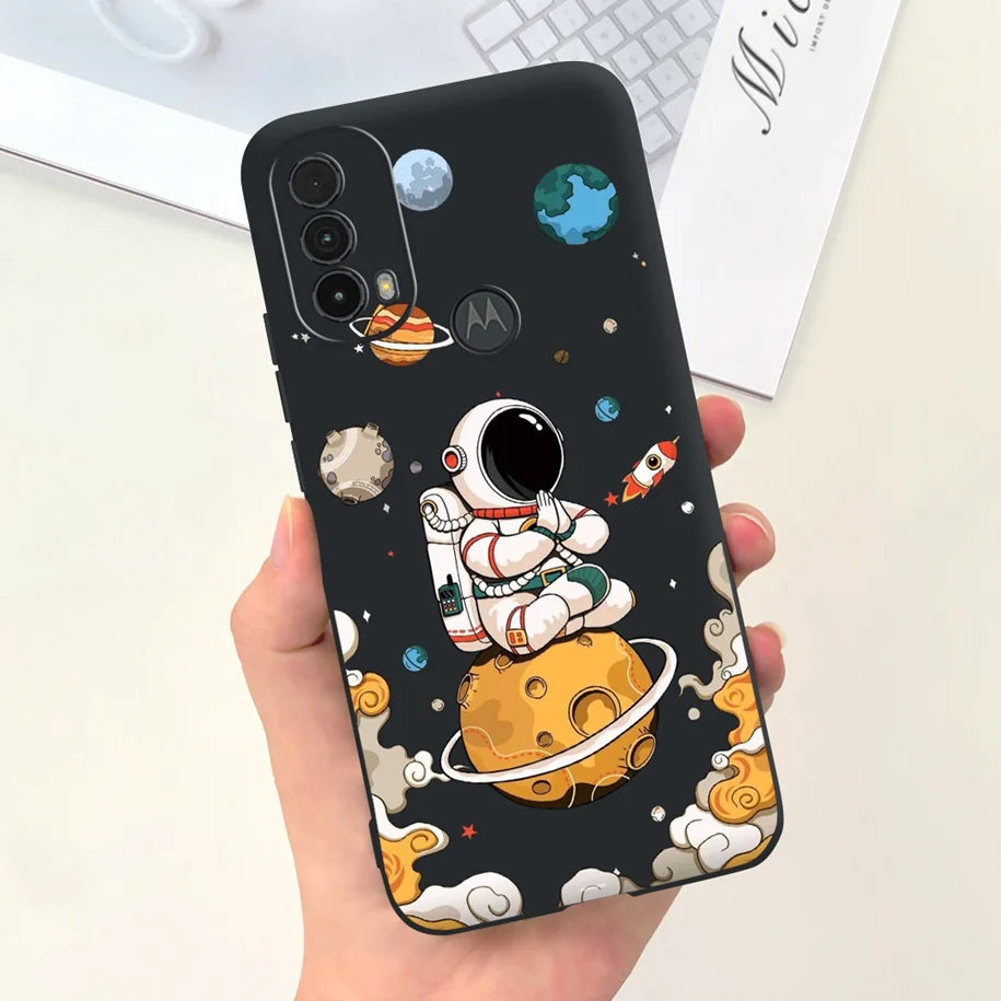 Capa de silicone com estampa de dinossauro para Moto E20 (XT2155 XT2155-1).