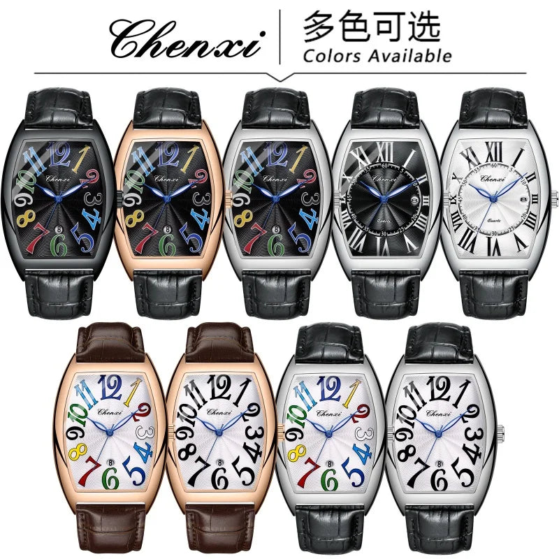 Relógio de quartzo masculino CHENXI 8217, com mostrador criativo, calendário e à prova d'água