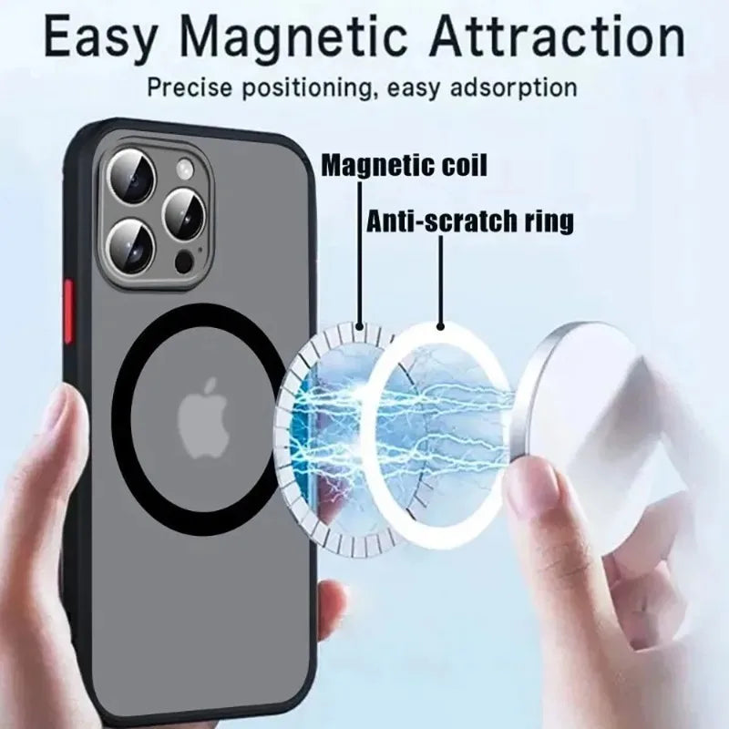 Capa protetora fosca de luxo para carregamento magnético sem fio MagSafe