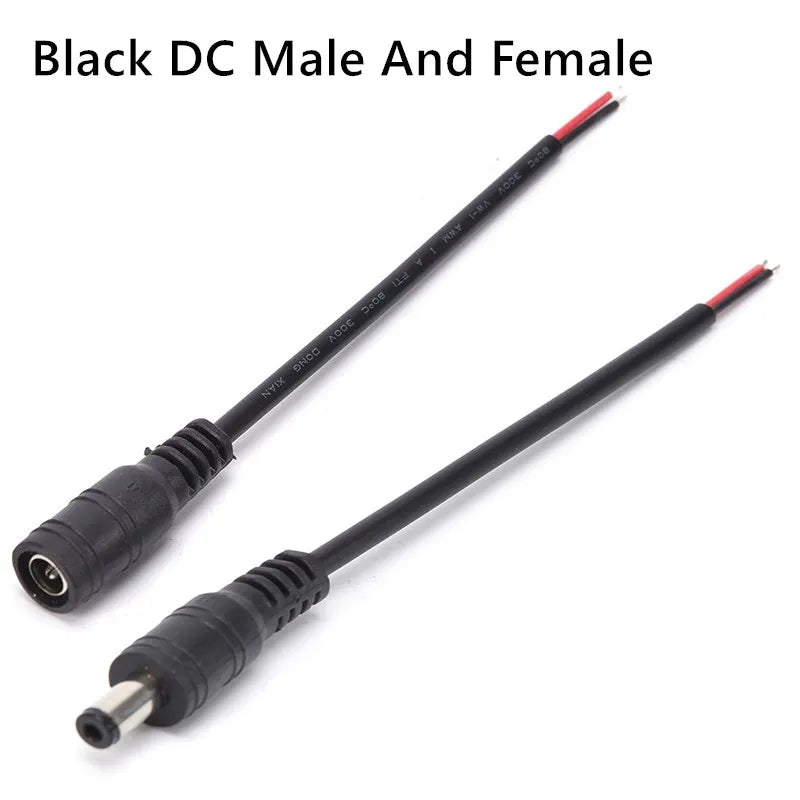 1/5/10 peças Cabo de alimentação DC macho-fêmea Adaptador de conector 5,5x2,1mm
