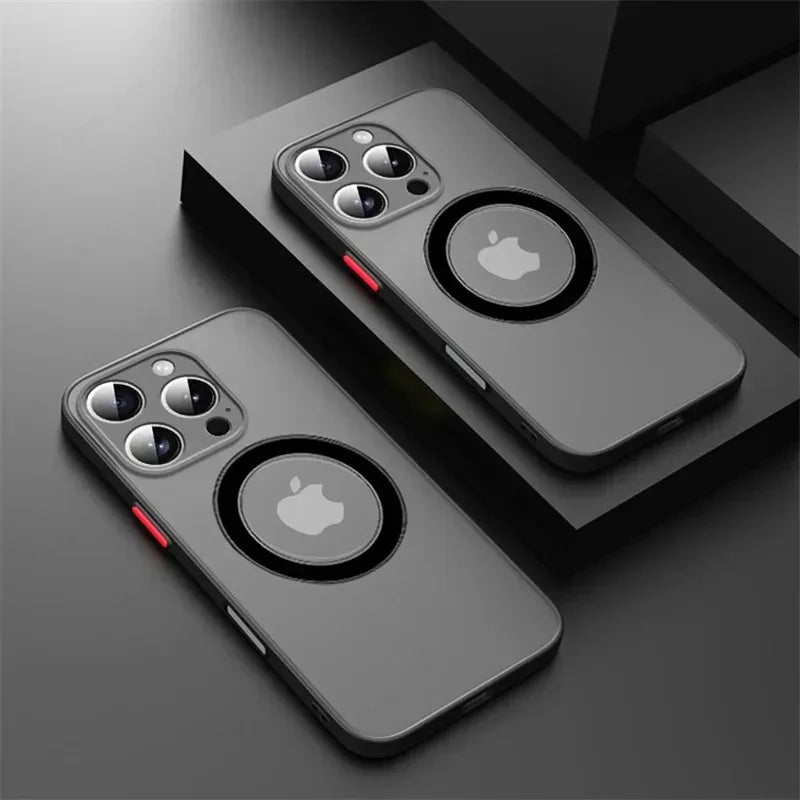 Capa protetora fosca de luxo para carregamento magnético sem fio MagSafe