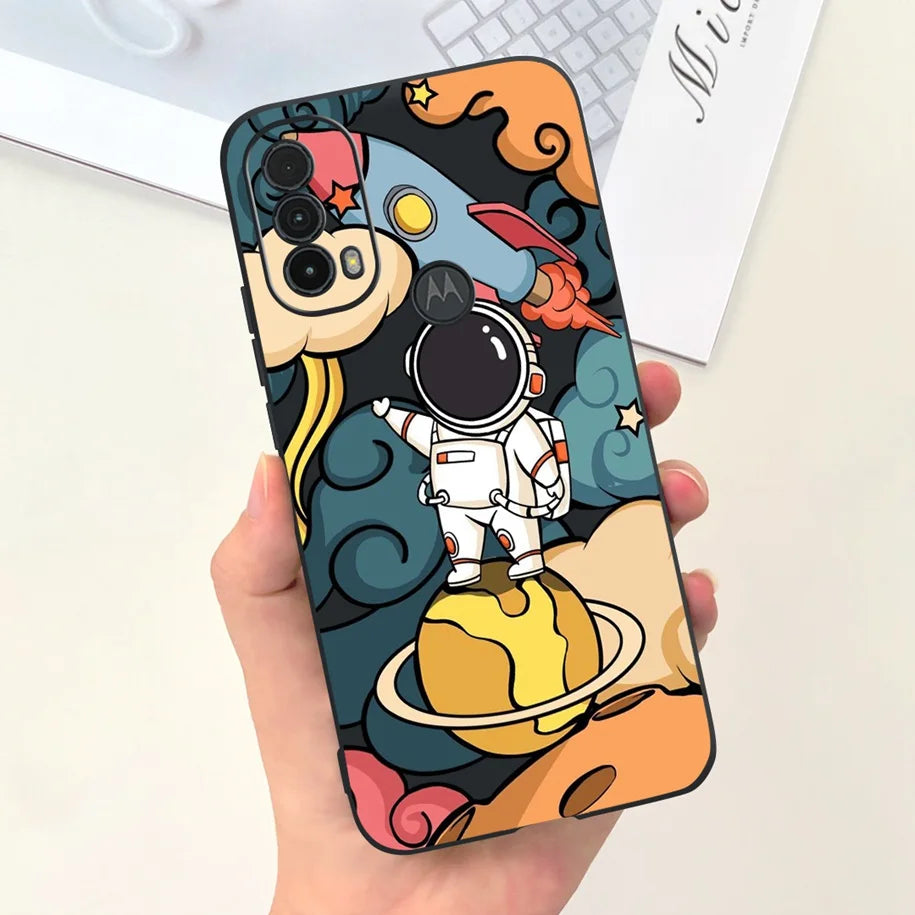 Capa de silicone com estampa de dinossauro para Moto E20 (XT2155 XT2155-1).