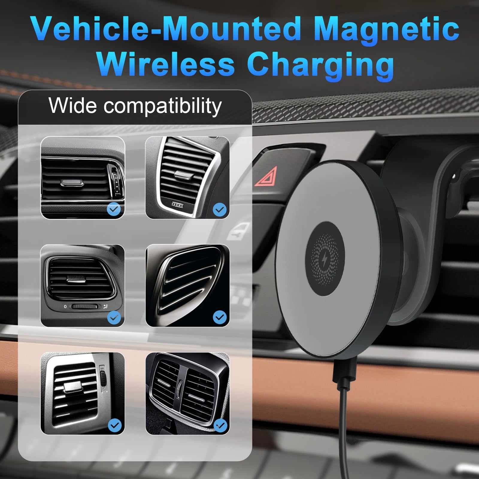 Suporte Magnético com Carregamento Rápido para Carro (15W)