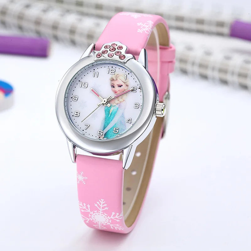 Neue Elsa-Kinderuhr für Mädchen, mit Lederarmband, schönes Kindermodell