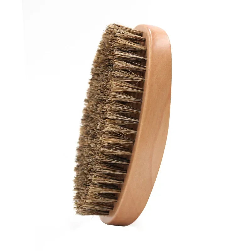 Escova de cabelo masculina com cerdas de javali para barba natural.