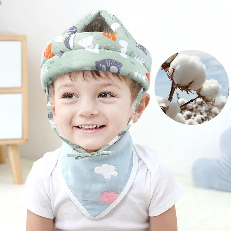Capacete de proteção anticolisão para bebês, macio e confortável.