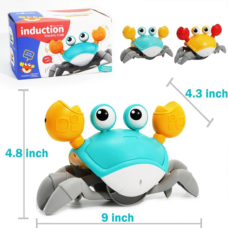 Caranguejo de brinquedo para bebês que engatinha, caranguejo interativo para bebês brincarem de bruços com música