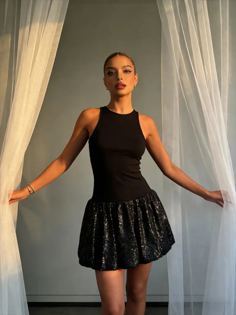 Vestido de festa feminino da moda outono inverno novo modelo redondo