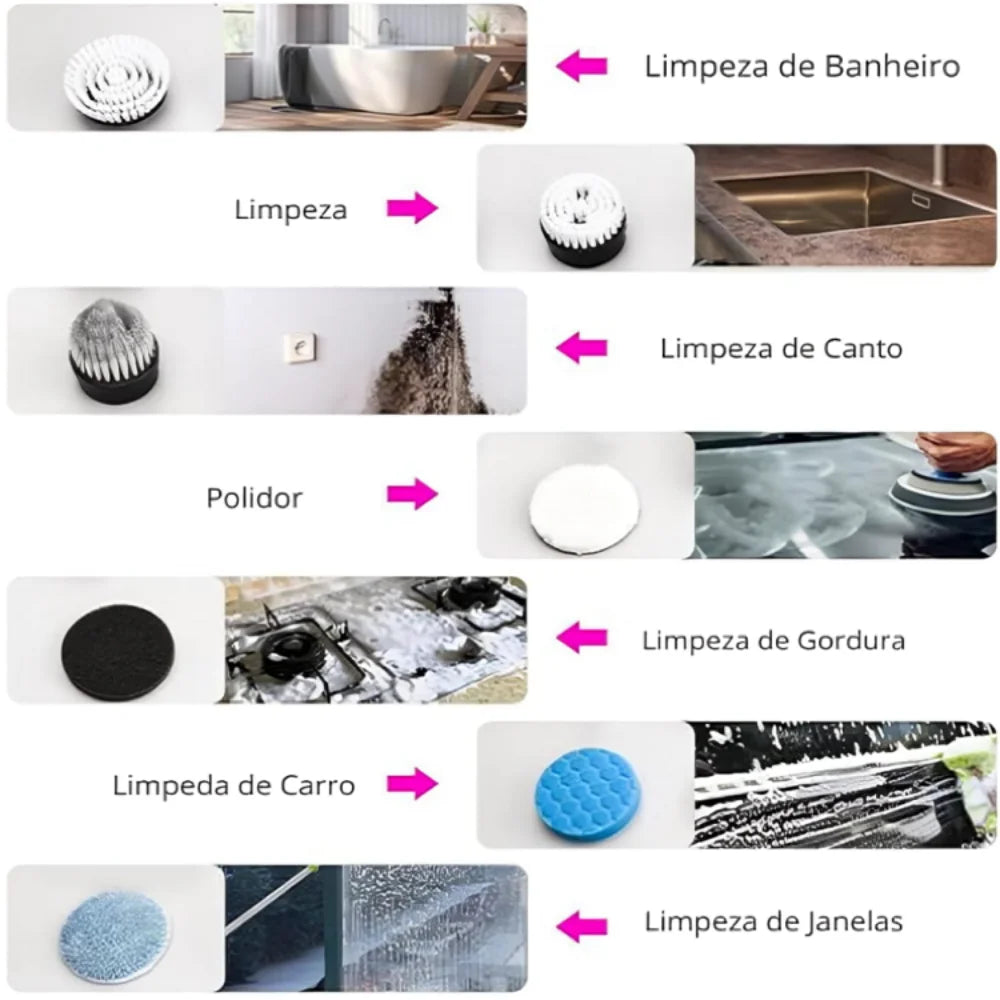 Escova de limpeza elétrica ajustável 9 em 1 recarregável para janelas e cozinhas…