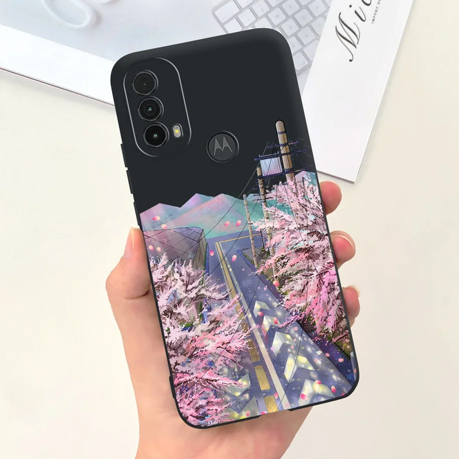 Capa de silicone com estampa de dinossauro para Moto E20 (XT2155 XT2155-1).