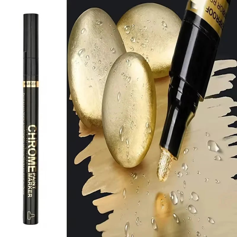 5/1 Caneta Marcadora Cromada, Ponta de 2mm Espelhada, Reparo de Pintura à Prova d'Água para Ro…