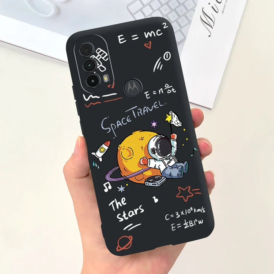 Capa de silicone com estampa de dinossauro para Moto E20 (XT2155 XT2155-1).