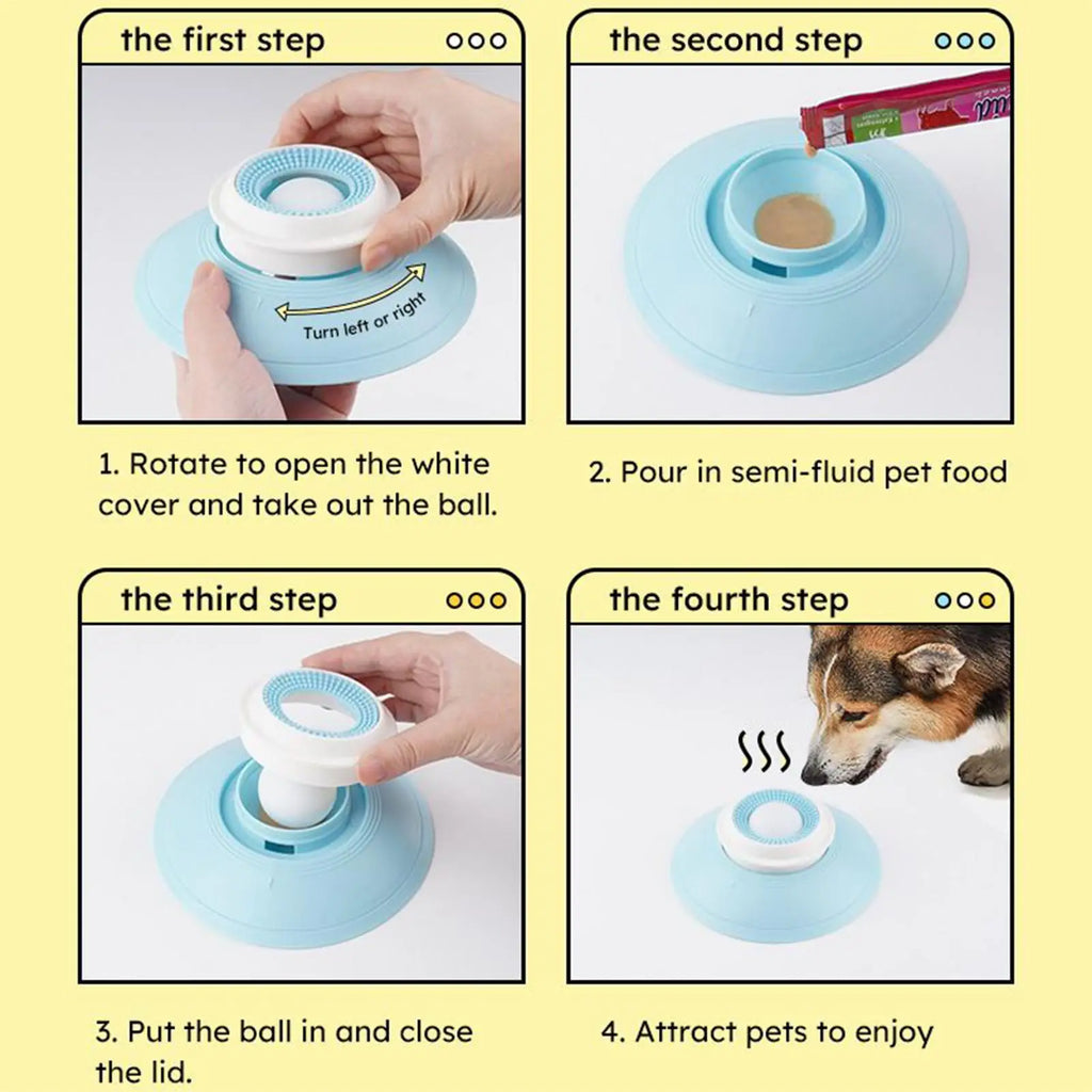 Brinquedo interativo Pets Lick Toys para cães, alimentador lento e dispensador de ração.