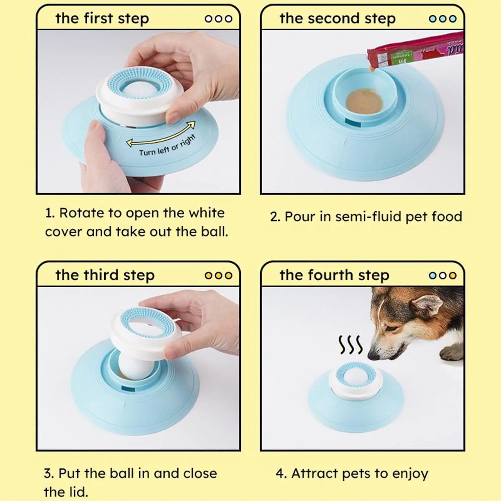 Brinquedo interativo Pets Lick Toys para cães, alimentador lento e dispensador de ração.
