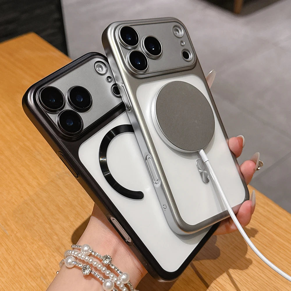 Capa magnética fosca translúcida de luxo para iPhone 17 Pro Max, 17 Pro, 7 e…