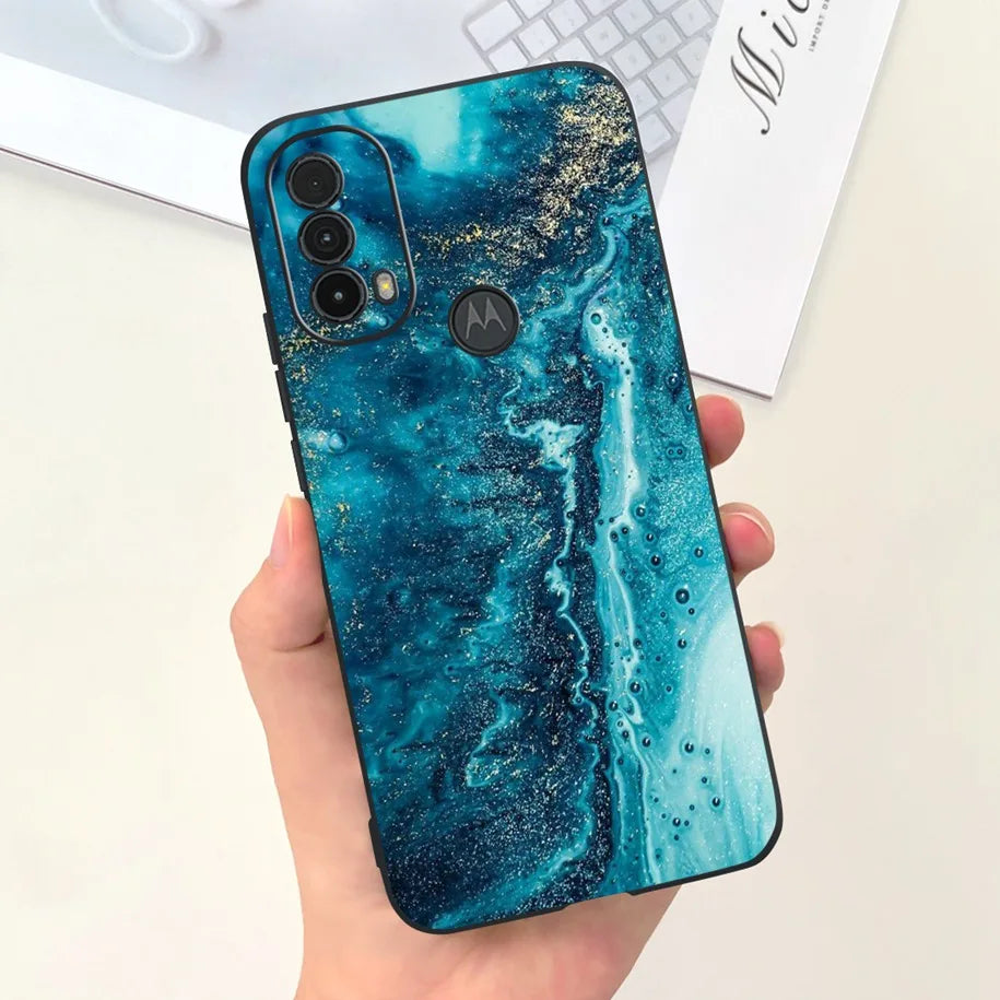 Capa de silicone com estampa de dinossauro para Moto E20 (XT2155 XT2155-1).