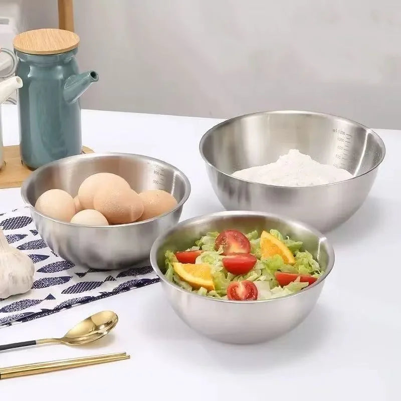 Set aus 1 bis 3 Edelstahl-Schüsseln mit Skala zum Kochen, Backen und Aufbewahren von Lebensmitteln…