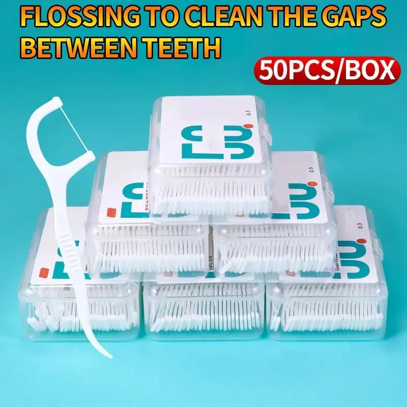 Palitos de plástico aplicados, fio dental, com caixa separada