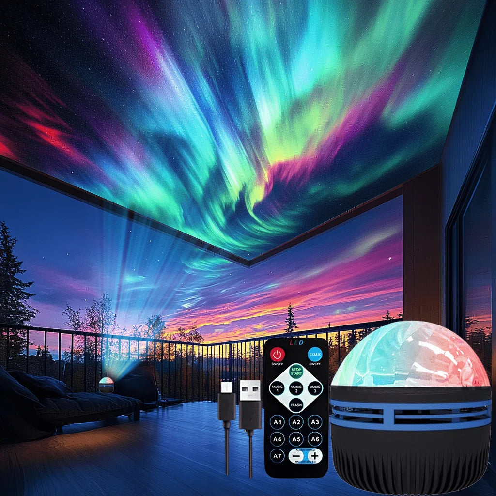 Luz noturna de LED com projetor de céu estrelado em 7 cores para projeção da aurora boreal…