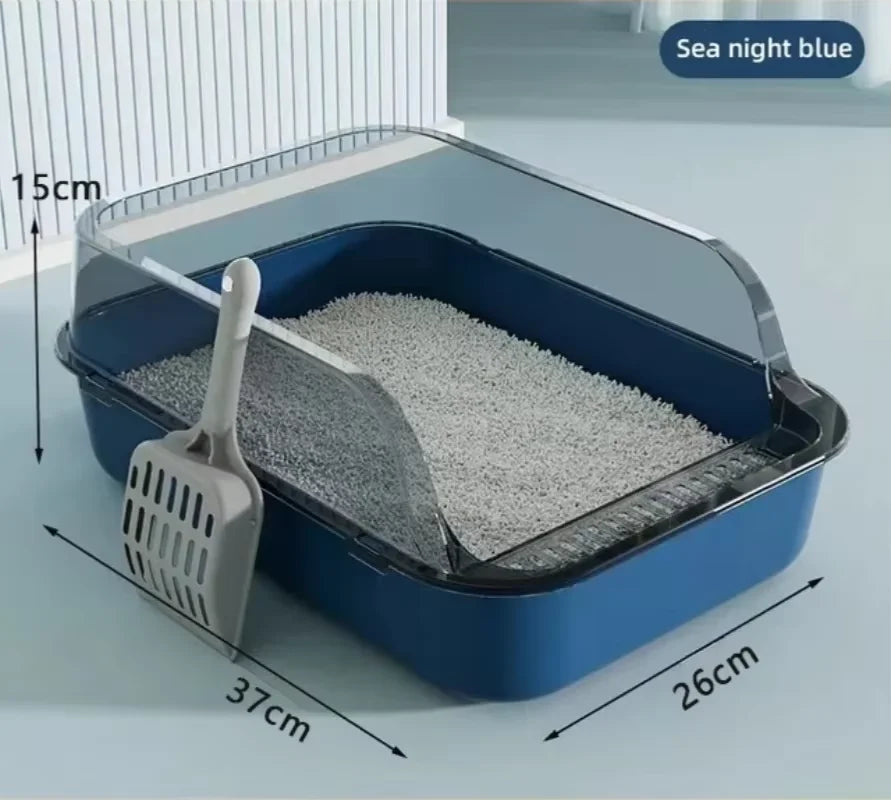 Caixa de areia semi-fechada para gatos, à prova de respingos, bandeja sanitária para gatinhos com…