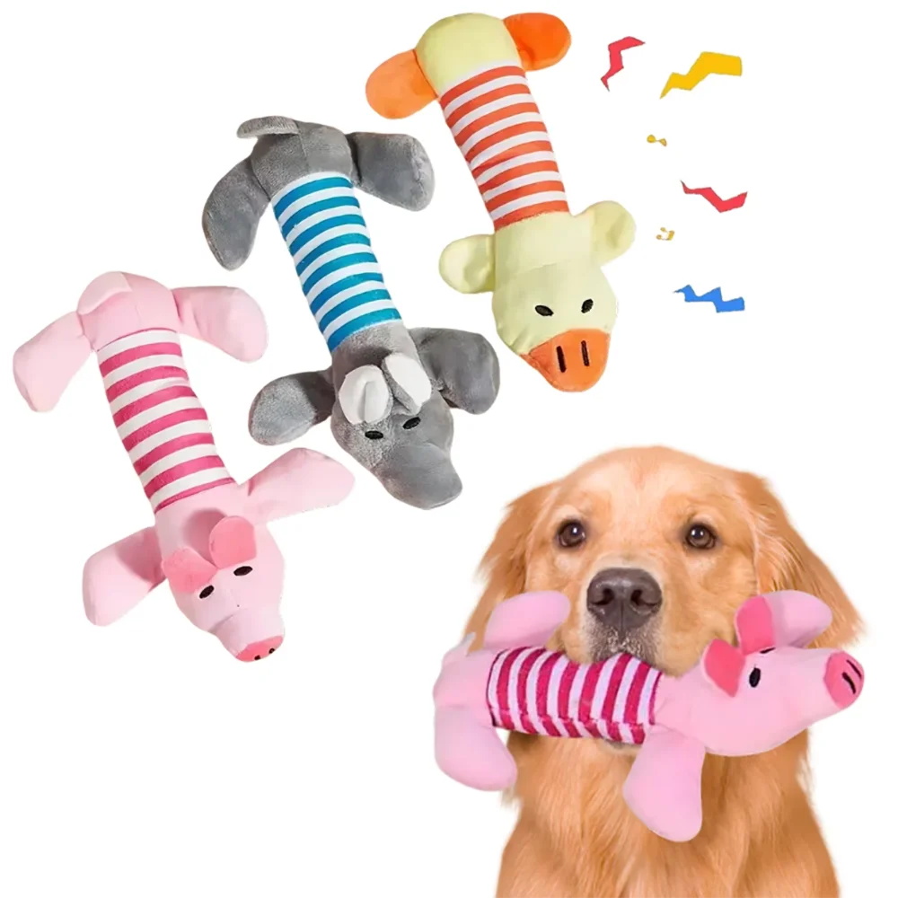 Cães e gatos de estimação, pelúcia bordada com desenhos animados, resistente a mordidas e antiestresse.