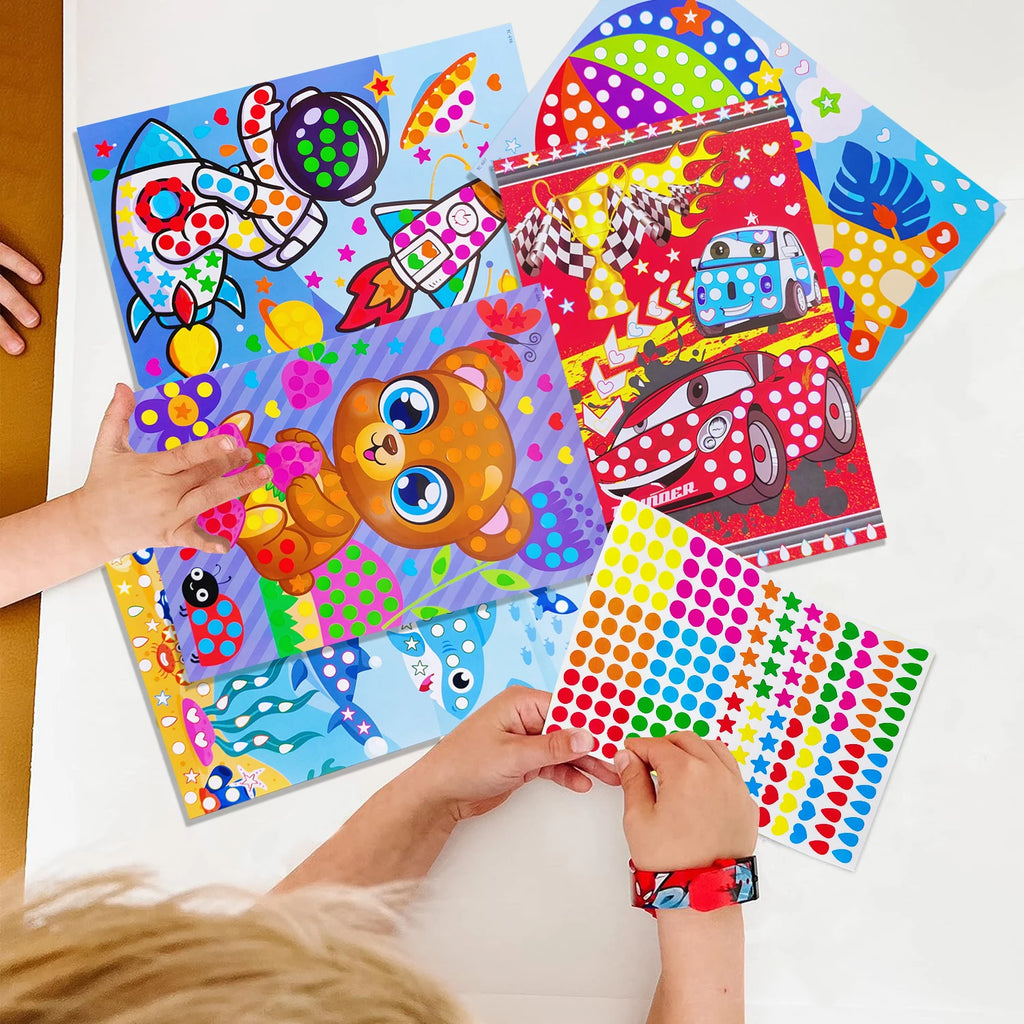 Livro de colorir infantil com pontos para colorir, faça você mesmo, desenho de animais de desenho animado em mosaico