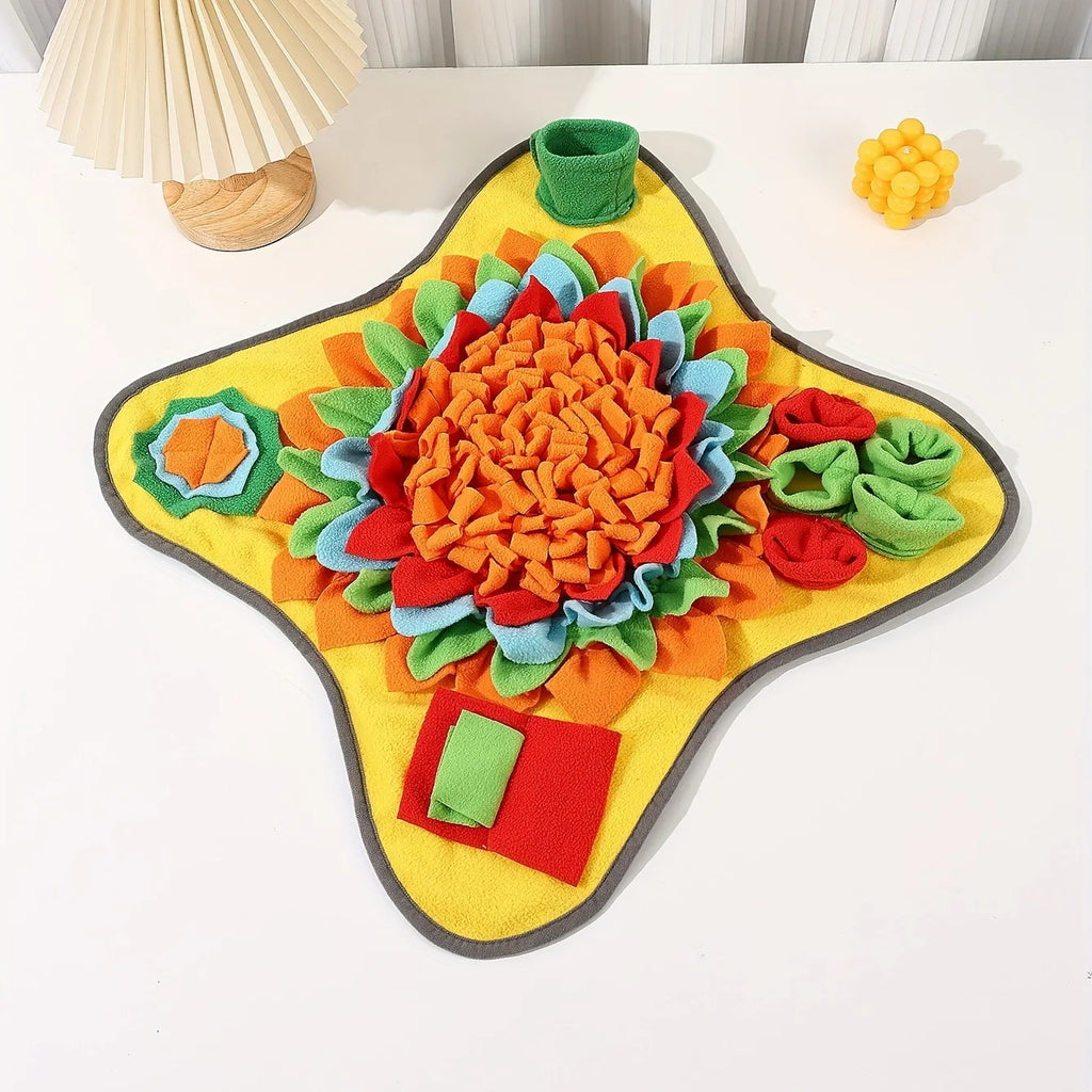 Tapete interativo para cães com função de farejar e alimentar.